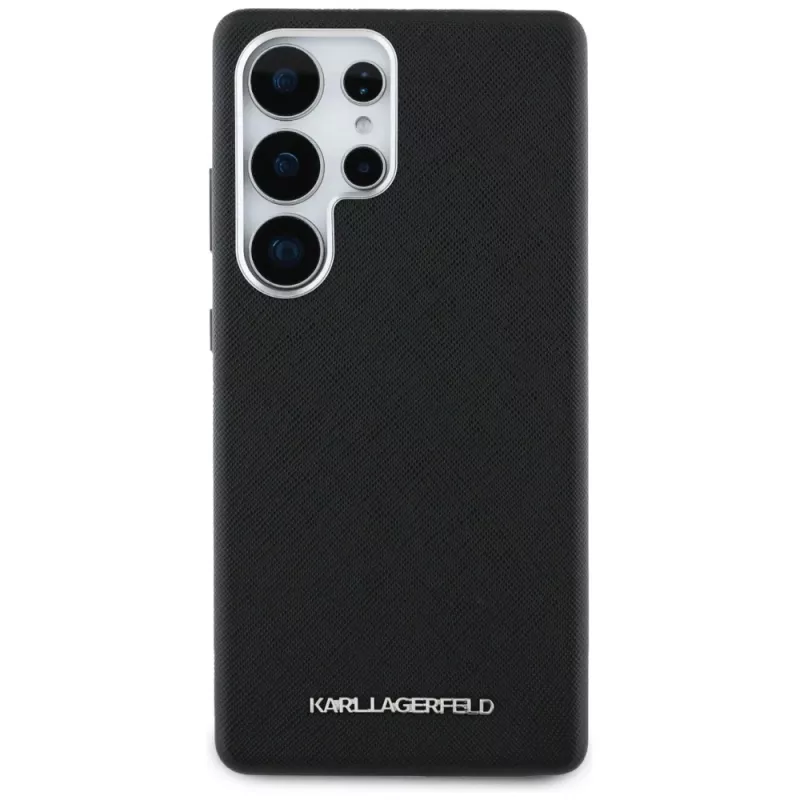 Karl Lagerfeld Funda MagSafe Saffiano Full-Wrapped Elongated Metal Logo para Samsung Galaxy S25 Ultra, negro