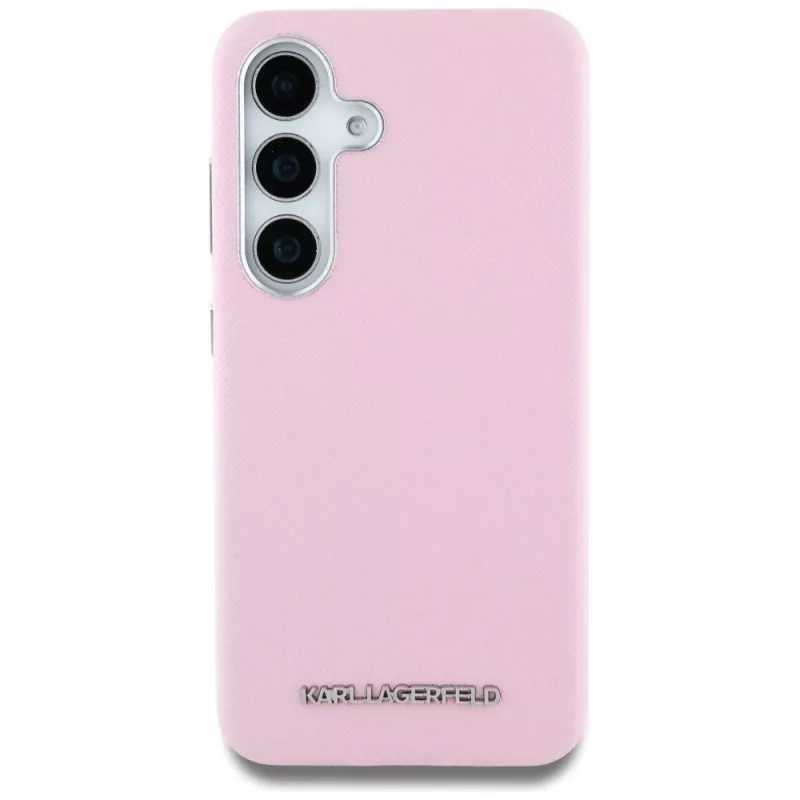 Karl Lagerfeld Funda MagSafe Saffiano FullWrapped Elongated Metal Logo para Samsung Galaxy S25, rosa