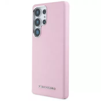 Karl Lagerfeld Funda MagSafe Saffiano FullWrapped Elongated Metal Logo para Samsung Galaxy S25 Ultra, rosa
