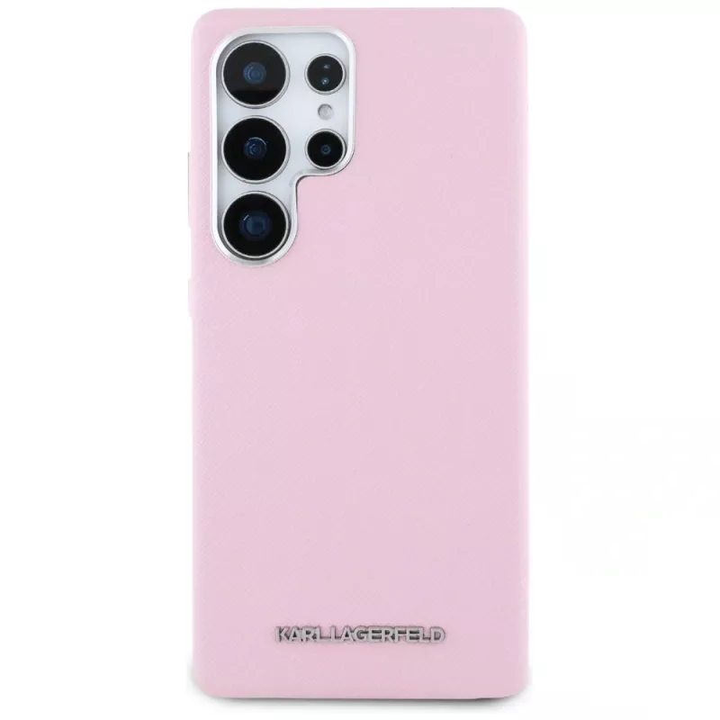 Karl Lagerfeld Funda MagSafe Saffiano FullWrapped Elongated Metal Logo para Samsung Galaxy S25 Ultra, rosa