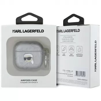 Karl Lagerfeld Funda Monogram Karl Head para AirPods 4 (plateado)