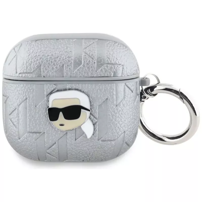 Karl Lagerfeld Funda Monogram Karl Head para AirPods 4 (plateado)