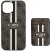 Guess Funda cartera 4G Stripes con MagSafe para iPhone 15, marrón
