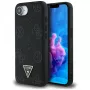 Guess Funda MagSafe Grained Hot Stamp Peony Triangle Logo para iPhone 16e (negro)