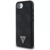 Guess Funda MagSafe Grained Hot Stamp Peony Triangle Logo para iPhone 16e (negro)