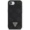 Guess Funda MagSafe Grained Hot Stamp Peony Triangle Logo para iPhone 16e (negro)