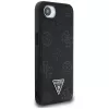Guess Funda MagSafe Grained Hot Stamp Peony Triangle Logo para iPhone 16e (negro)