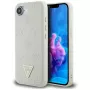 Guess Funda MagSafe Grained Hot Stamp Peony Triangle Logo para iPhone 16e (beige)