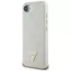 Guess Funda MagSafe Grained Hot Stamp Peony Triangle Logo para iPhone 16e (beige)