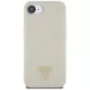 Guess Funda MagSafe Grained Hot Stamp Peony Triangle Logo para iPhone 16e (beige)