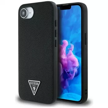 Guess Funda MagSafe Grained Triangle para iPhone 16e (negro)