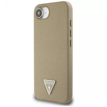 Guess Funda MagSafe Grained Triangle para iPhone 16e (marrón)