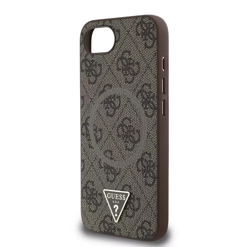 Guess Funda MagSafe 4G Ring Triangle Logo para iPhone 16e (marrón)