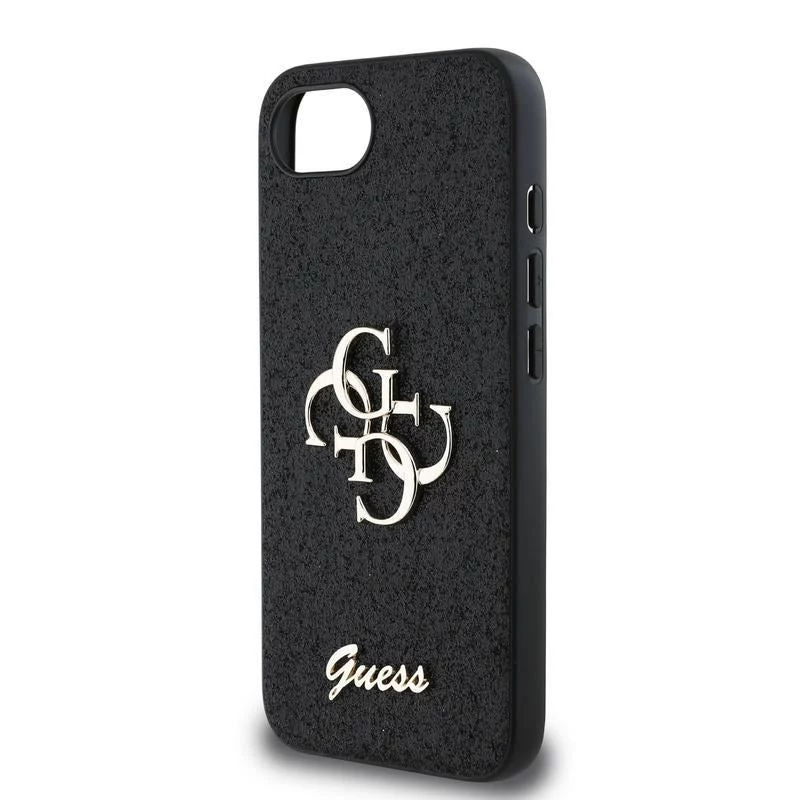 Guess Funda Fixed Glitter Big 4G para iPhone 16e (negro)