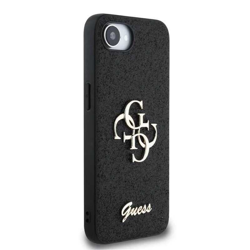 Guess Funda Fixed Glitter Big 4G para iPhone 16e (negro)
