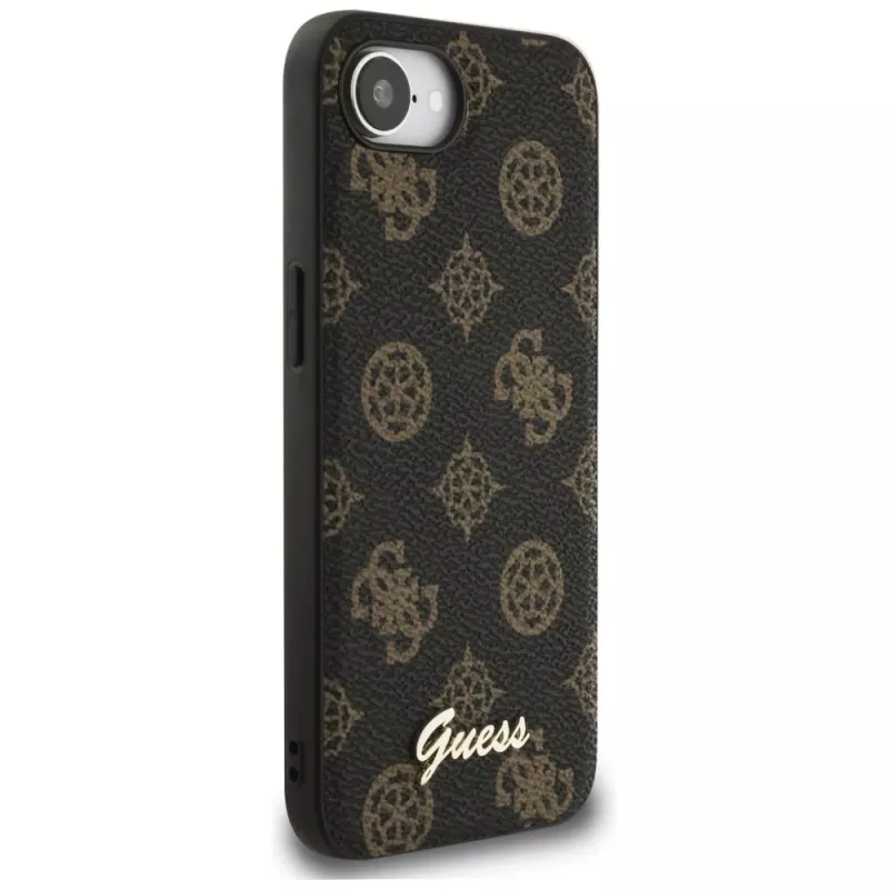 Guess Funda MagSafe Peony Script Logo para Apple iPhone 16e / 17e, negro