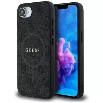 Guess Funda MagSafe 4G Ring Classic Logo para iPhone 16e (negro)