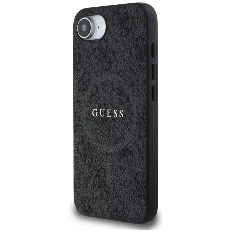 Guess Funda MagSafe 4G Ring Classic Logo para iPhone 16e (negro)