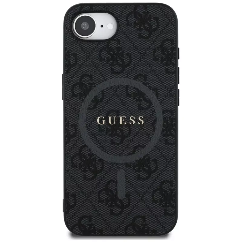 Guess Funda MagSafe 4G Ring Classic Logo para iPhone 16e (negro)