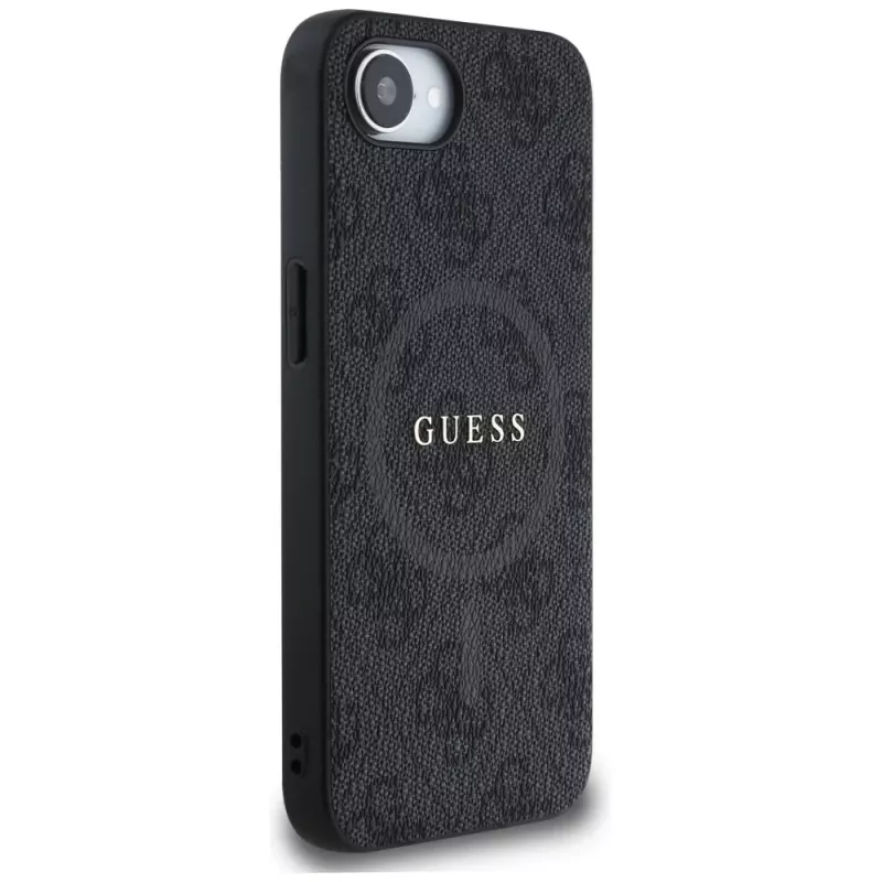 Guess Funda MagSafe 4G Ring Classic Logo para iPhone 16e (negro)