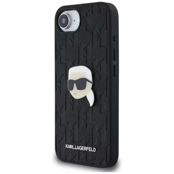 Karl Lagerfeld Funda Monogram Karl Head Pin para iPhone 16e / 17e, negro