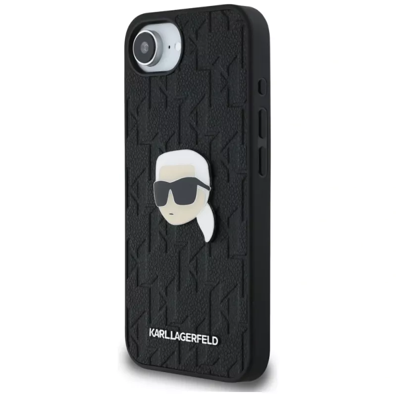 Karl Lagerfeld Funda Monogram Karl Head Pin para iPhone 16e / 17e, negro