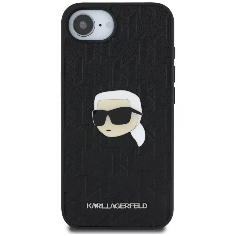 Karl Lagerfeld Funda Monogram Karl Head Pin para iPhone 16e / 17e, negro