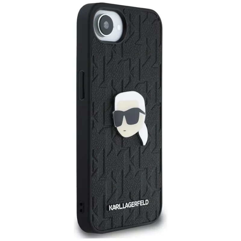 Karl Lagerfeld Funda Monogram Karl Head Pin para iPhone 16e / 17e, negro