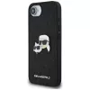 Karl Lagerfeld Funda Fixed Glitter Karl & Choupette Heads Metal Pin para Apple iPhone 16e (negro)