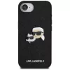 Karl Lagerfeld Funda Fixed Glitter Karl & Choupette Heads Metal Pin para Apple iPhone 16e (negro)
