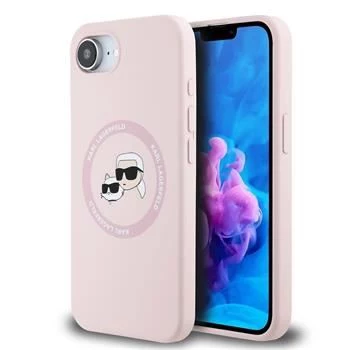 Karl Lagerfeld Funda MagSafe Silicone Karl & Choupette Heads para iPhone 16e / 17e, rosa
