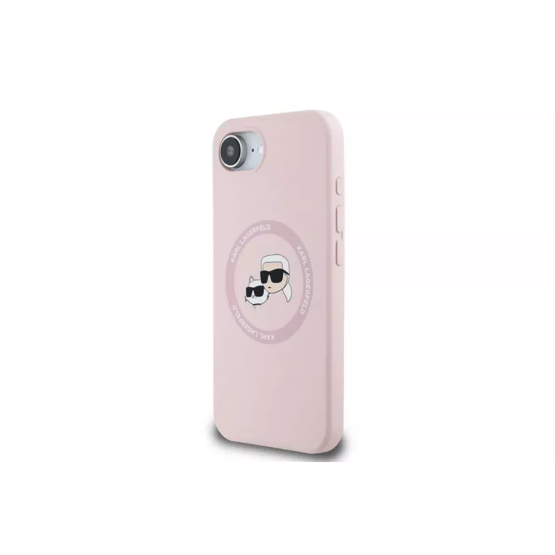 Karl Lagerfeld Funda MagSafe Silicone Karl & Choupette Heads para iPhone 16e / 17e, rosa