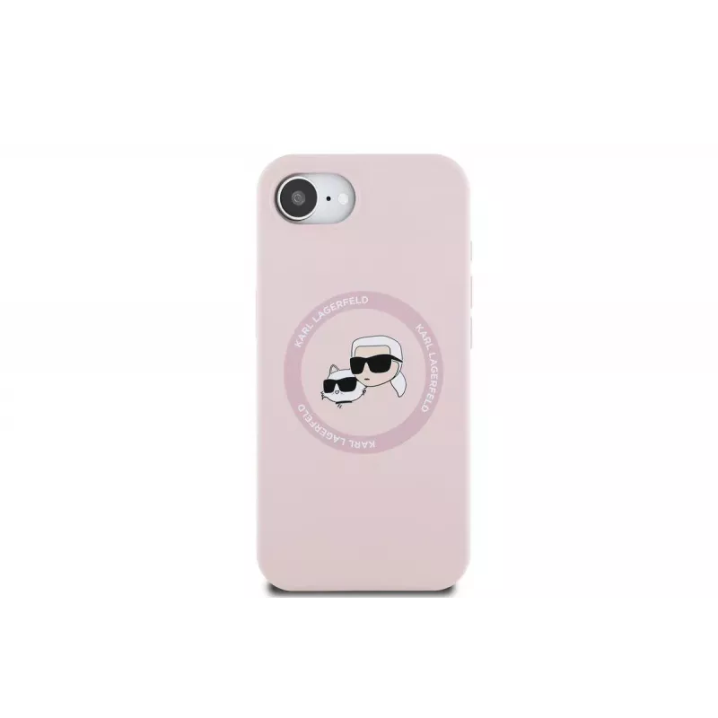 Karl Lagerfeld Funda MagSafe Silicone Karl & Choupette Heads para iPhone 16e / 17e, rosa
