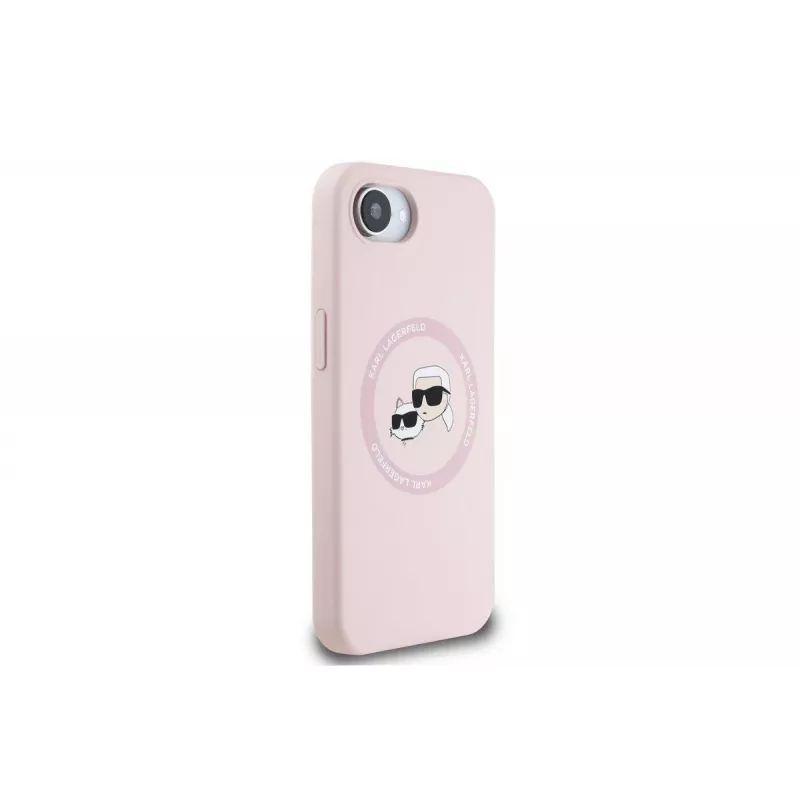 Karl Lagerfeld Funda MagSafe Silicone Karl & Choupette Heads para iPhone 16e / 17e, rosa