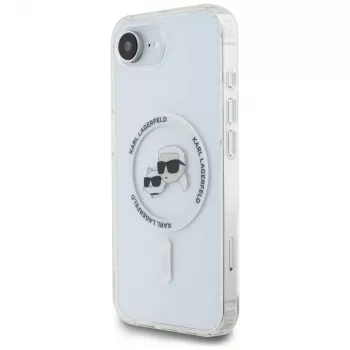 KARL LAGERFELD Funda MagSafe IML Metal Karl & Choupette Heads para iPhone 16e/17e, blanco