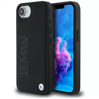 BMW Funda Leather Hot Stamp para iPhone 16e / 17e, negro