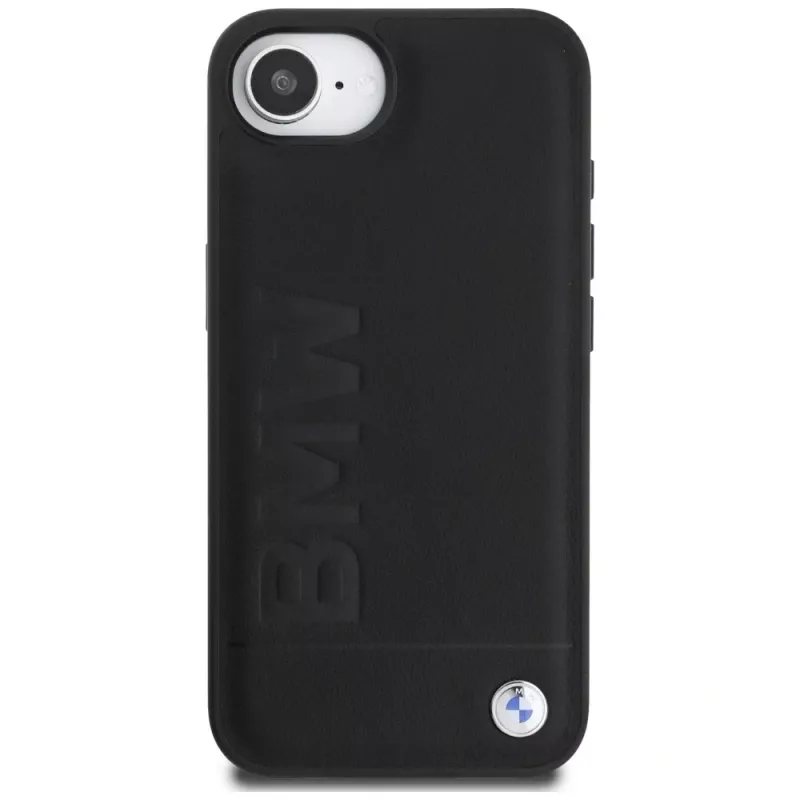 BMW Funda Leather Hot Stamp para iPhone 16e / 17e, negro