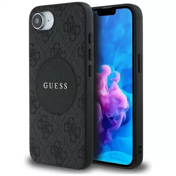 Guess Funda MagSafe 4G Circle Classic Logo para iPhone 16e, negro