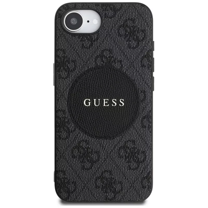 Guess Funda MagSafe 4G Circle Classic Logo para iPhone 16e, negro