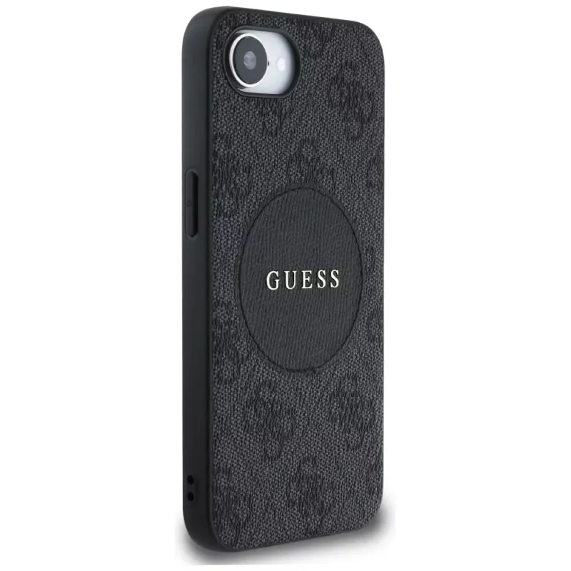 Guess Funda MagSafe 4G Circle Classic Logo para iPhone 16e, negro