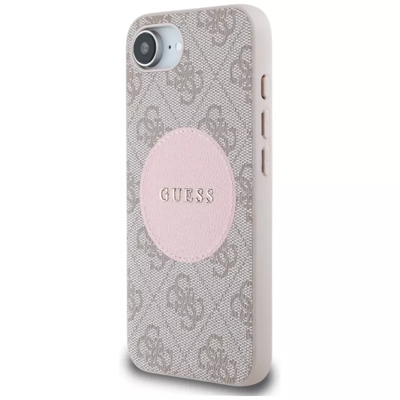 Guess Funda MagSafe 4G Circle Classic Logo para iPhone 16e, rosa