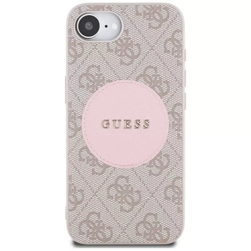 Guess Funda MagSafe 4G Circle Classic Logo para iPhone 16e, rosa