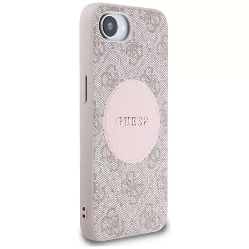 Guess Funda MagSafe 4G Circle Classic Logo para iPhone 16e, rosa