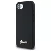 Guess Funda MagSafe Silicone Script Metal Logo para iPhone 16e (negro)