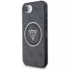 Guess Funda MagSafe IML Metal Glitter 4G Circle Triangle para iPhone 16e (negro)