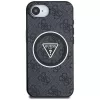 Guess Funda MagSafe IML Metal Glitter 4G Circle Triangle para iPhone 16e (negro)
