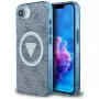Guess Funda MagSafe IML Metal Glitter 4G Circle Triangle para iPhone 16e (azul)