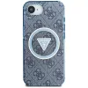 Guess Funda MagSafe IML Metal Glitter 4G Circle Triangle para iPhone 16e (azul)
