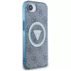 Guess Funda MagSafe IML Metal Glitter 4G Circle Triangle para iPhone 16e (azul)