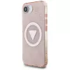 Guess Funda MagSafe IML Metal Glitter 4G Circle Triangle para Apple iPhone 16e (rosa)